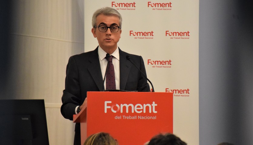 Jesús Ponce, presidente de Farmaindustria, en la inauguración de un foro sobre innovación biofarmacéutica organizado por Farmaindustria, Foment del Treball y Kreab el 29 de marzo de 2023.