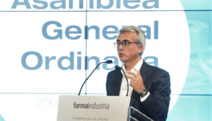 Jesús Ponce, presidente de Farmaindustria, durante la Asamblea General Ordinaria.