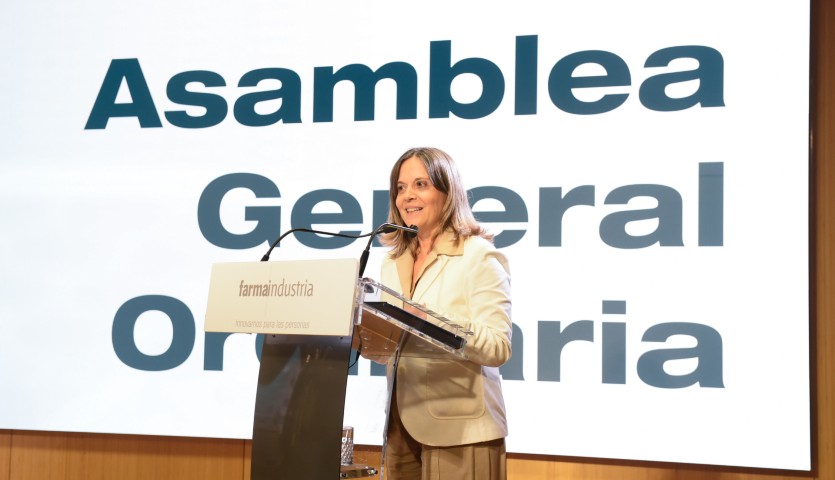 Fina Lladós, presidenta de Farmaindustria, en la Asamblea General Ordinaria de Farmaindustria en 2025.