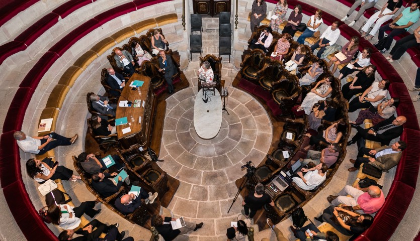 La presidenta de la Federación de Asociaciones Científico Médicas, Cristina Avendaño, durante su conferencia en la RAFC.